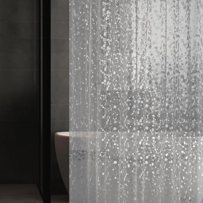 Hereisa Narrow 3D Pebble Pattern Waterproof Shower Curtain Liner EVA Shower Curtain with 3 Bottom Magnets, Shower Liner for Shower Stall, Bathtubs, 60 x 72 - Image 1